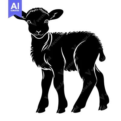 Aset premium populer: Black and White Silhouette of a Lamb