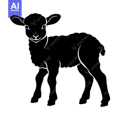 Aset premium populer: Black and White Silhouette of a Lamb
