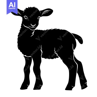 Popular premium asset: Black Silhouette of a Standing Lamb