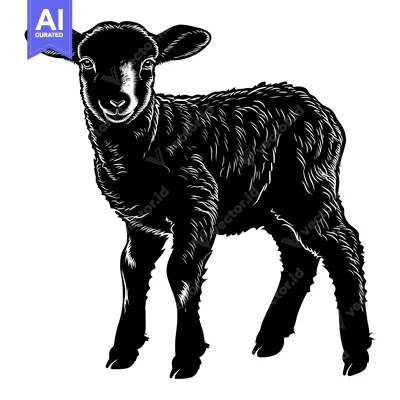 Aset premium populer: Black and White Silhouette of a Lamb