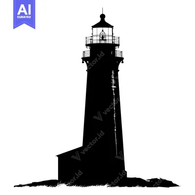 Aset premium populer: A Silhouette of a Lighthouse Standing Tall on a Rocky Shore
