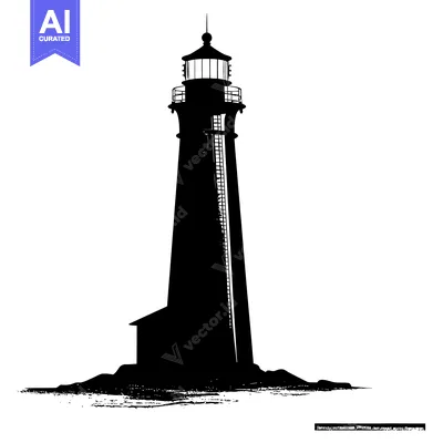 Popular premium asset: Black and White Silhouette of a Lighthouse on a Coastline