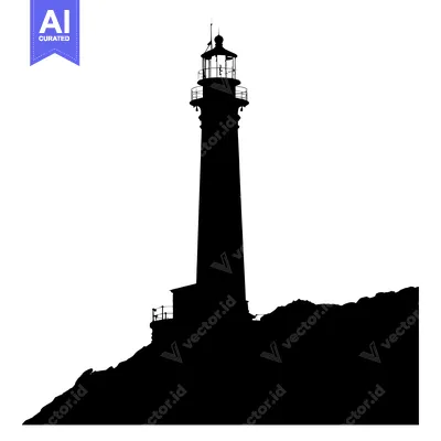 Aset premium populer: Silhouette of a Lighthouse on a Cliffside