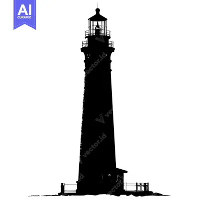 Popular premium asset: Black and White Silhouette of a Lighthouse