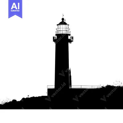 Premium design asset: A Silhouette of a Lighthouse on a Coastline