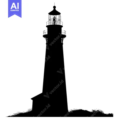 Premium design asset: Silhouette of a lighthouse with a white background