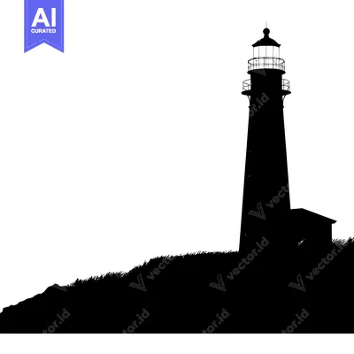 Silhouette of a Lighthouse on a Cliffside