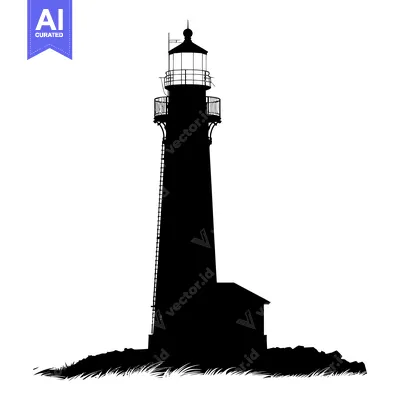 Aset premium populer: Black and White Silhouette of a Lighthouse on a Cliff