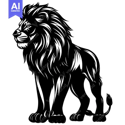Popular premium asset: Black and White Silhouette of a Proud Lion Standing Tall