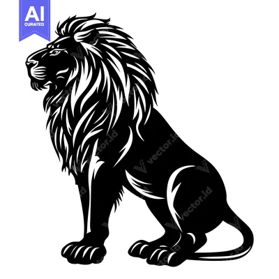 Popular premium asset: Black and White Illustration of a Sitting Lion