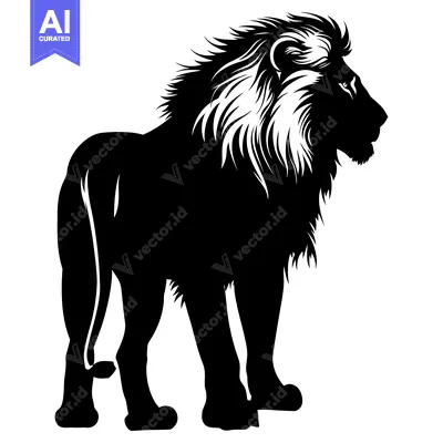A Black and White Silhouette of a Proud Lion