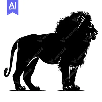 Aset premium populer: Black Silhouette of a Lion Standing in Profile