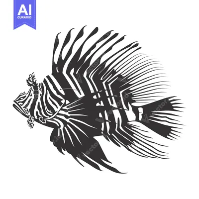 Popular premium asset: Black and White Stylized Illustration of a Lionfish