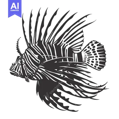 Popular premium asset: A Stylized Black and White Illustration of a Lionfish