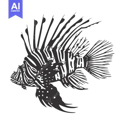 Popular premium asset: Black and White Illustration of a Lionfish