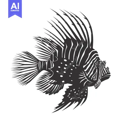 Aset premium populer: Black and White Silhouette of a Lionfish