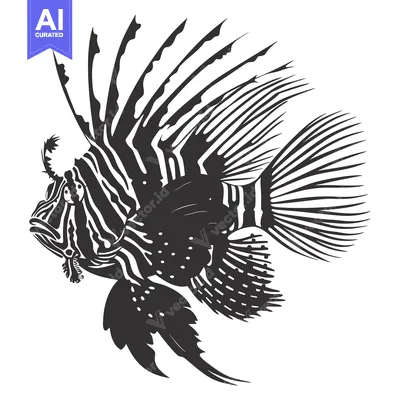 Aset premium populer: Black and White Silhouette of a Lionfish