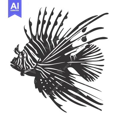 Popular premium asset: Black and White Illustration of a Lionfish with Spines
