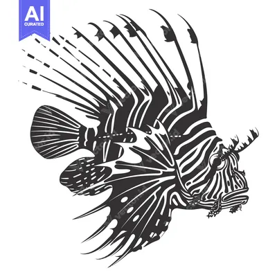 Popular premium asset: Black and White Line Art Illustration of a Lionfish