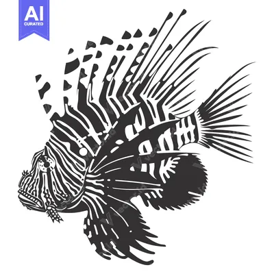 Aset premium populer: Black and White Illustration of a Lionfish