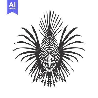 Aset premium populer: Black and White Illustration of a Lionfish with Spines