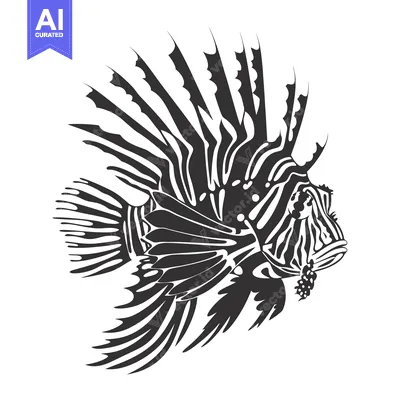 Aset premium populer: Black and White Stylized Illustration of a Lionfish