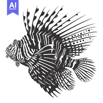 Popular premium asset: Black and White Illustration of a Lionfish