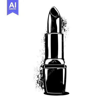 Aset desain premium: Black and White Illustration of a Lipstick