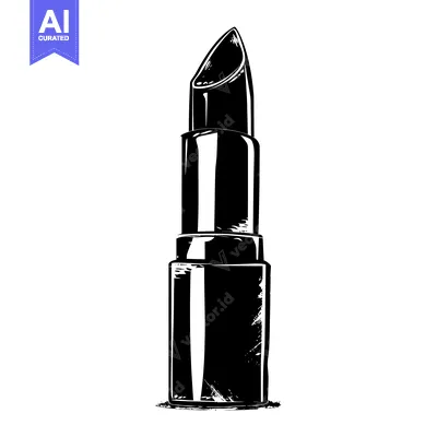 Aset desain premium: A Black and White Illustration of a Lipstick