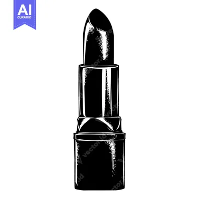 Black and white illustration of a lipstick