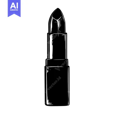 Aset desain premium: Black and White Illustration of a Lipstick