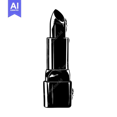 Aset desain premium: Black and White Silhouette of a Lipstick