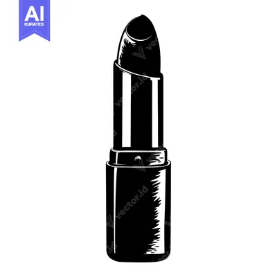 Premium design asset: Black and White Illustration of a Lipstick