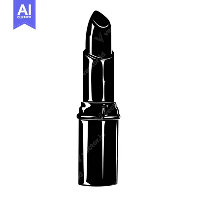 Aset premium populer: Black and White Silhouette of a Lipstick