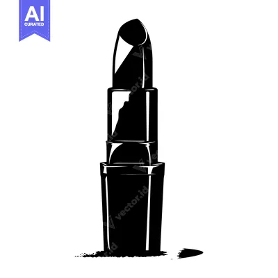 Aset desain premium: Black and White Silhouette of a Lipstick