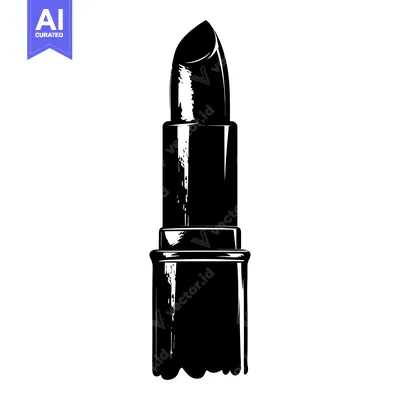 Black and White Silhouette of a Lipstick Tube