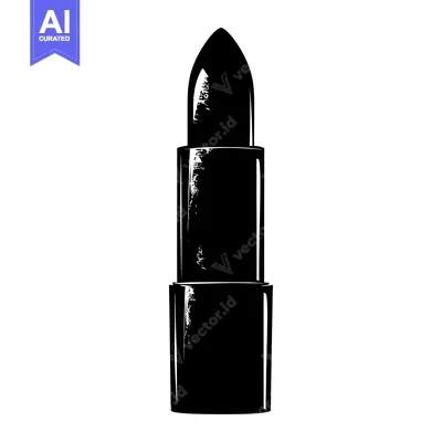 Aset premium populer: A Black and White Silhouette of a Lipstick Tube