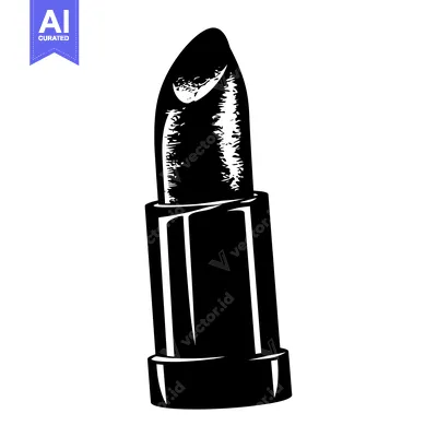 Aset desain premium: Black and White Illustration of a Lipstick