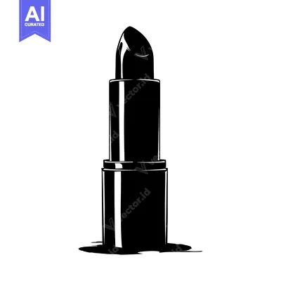 Aset premium populer: Black and White Silhouette of a Lipstick