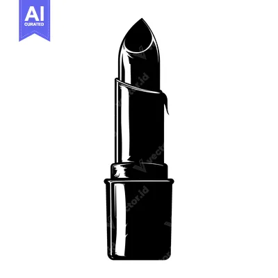 Aset desain premium: Black and White Illustration of a Lipstick