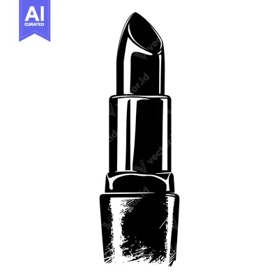 Aset desain premium: Black and White Illustration of a Lipstick