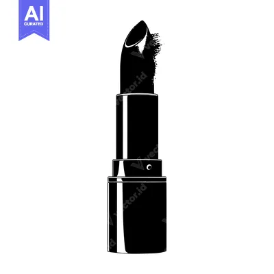 Aset desain premium: Black and White Illustration of a Lipstick