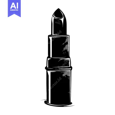 Aset desain premium: Black and White Illustration of a Lipstick