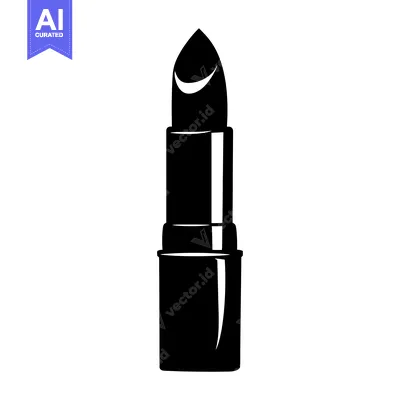 Aset desain premium: Black and White Silhouette of a Lipstick