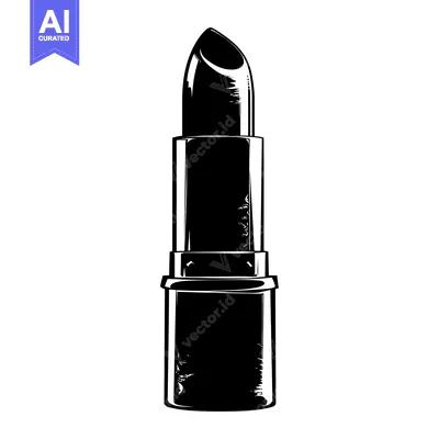 Premium design asset: Black and White Silhouette of a Lipstick