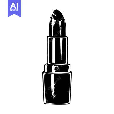 Aset desain premium: Black and White Illustration of a Lipstick