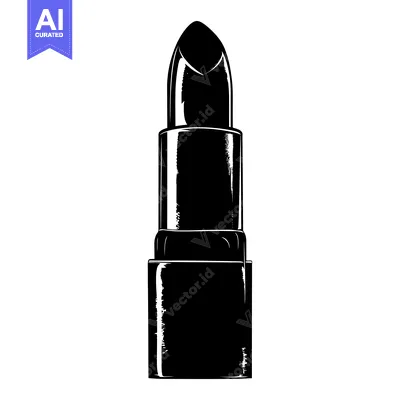Premium design asset: Black and White Illustration of a Lipstick