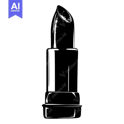 Aset desain premium: Black and White Silhouette of a Lipstick