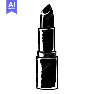 Aset premium populer: A Black and White Illustration of a Lipstick