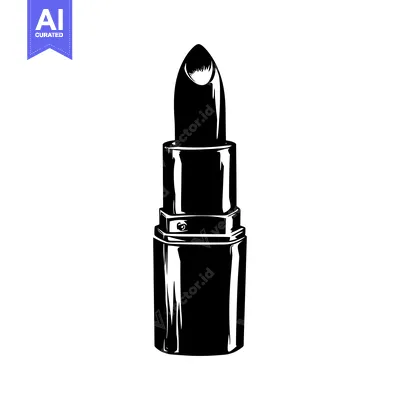 Aset desain premium: Black and White Illustration of a Lipstick